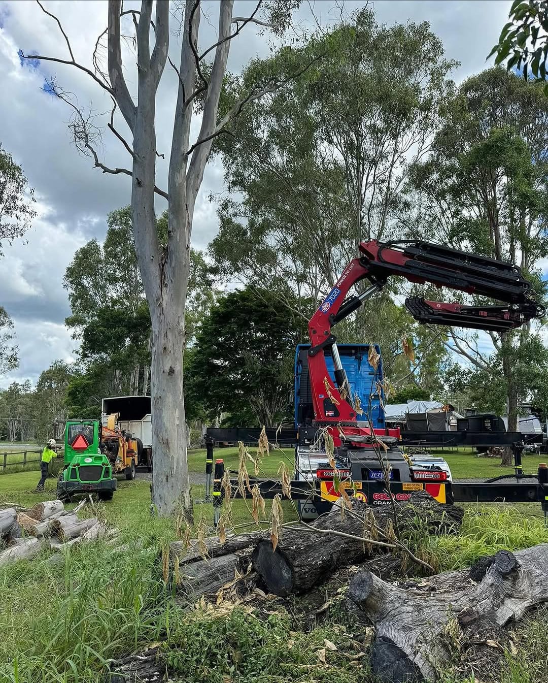 Excavator with mulching head clearing vegetation on a Sydney block